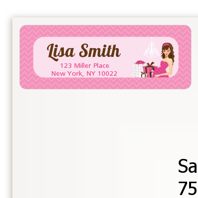  Modern Mommy Crib It's A Girl - Baby Shower Return Address Labels Black Hair A