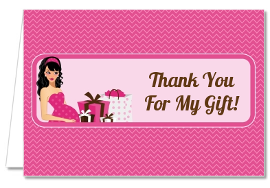  Modern Mommy Crib It's A Girl - Baby Shower Thank You Cards Black Hair A