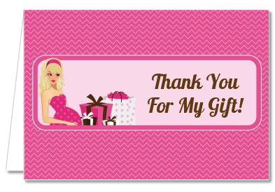  Modern Mommy Crib It's A Girl - Baby Shower Thank You Cards Black Hair A