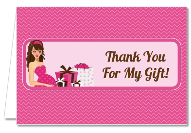  Modern Mommy Crib It's A Girl - Baby Shower Thank You Cards Black Hair A