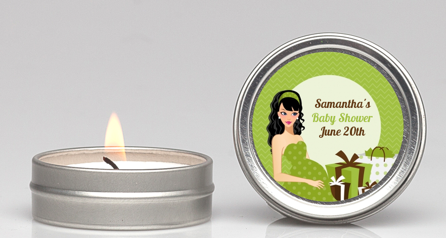  Modern Mommy Crib Neutral - Baby Shower Candle Favors Black Hair A