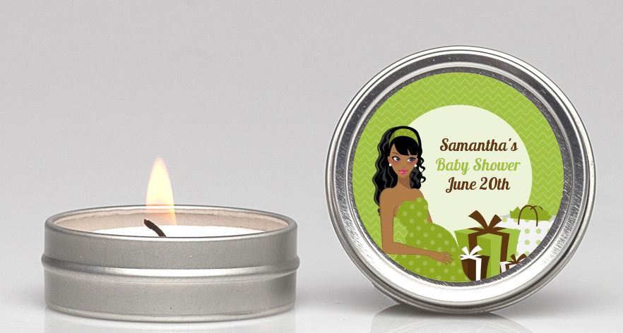  Modern Mommy Crib Neutral - Baby Shower Candle Favors Black Hair A