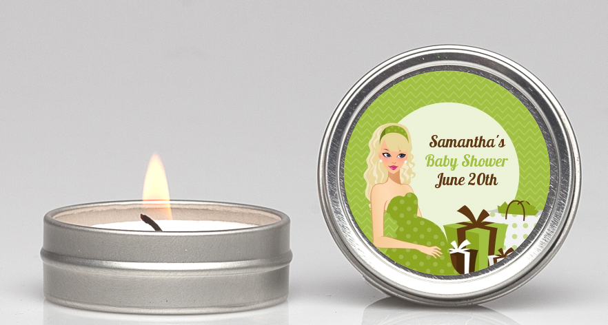  Modern Mommy Crib Neutral - Baby Shower Candle Favors Black Hair A