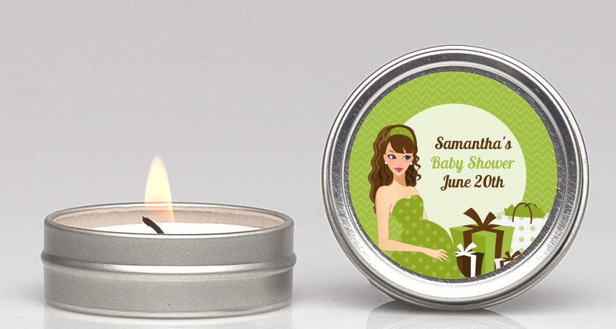  Modern Mommy Crib Neutral - Baby Shower Candle Favors Black Hair A