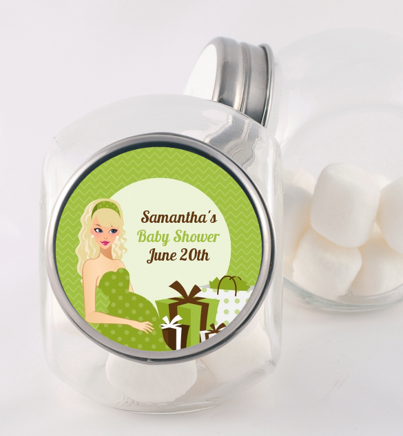  Modern Mommy Crib Neutral - Personalized Baby Shower Candy Jar Black Hair A