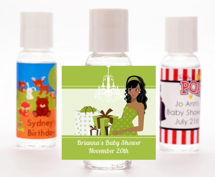  Modern Mommy Crib Neutral - Personalized Baby Shower Hand Sanitizers Favors Black Hair A