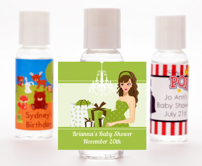  Modern Mommy Crib Neutral - Personalized Baby Shower Hand Sanitizers Favors Black Hair A
