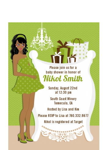  Modern Mommy Crib Neutral - Baby Shower Petite Invitations African American