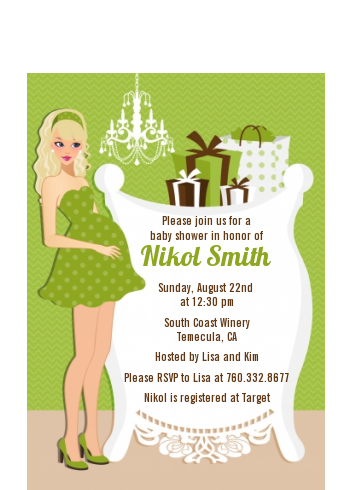  Modern Mommy Crib Neutral - Baby Shower Petite Invitations African American