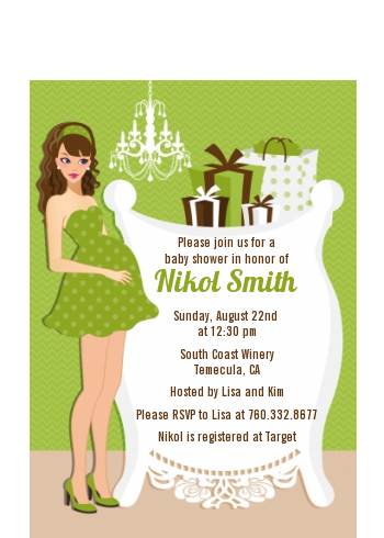  Modern Mommy Crib Neutral - Baby Shower Petite Invitations African American