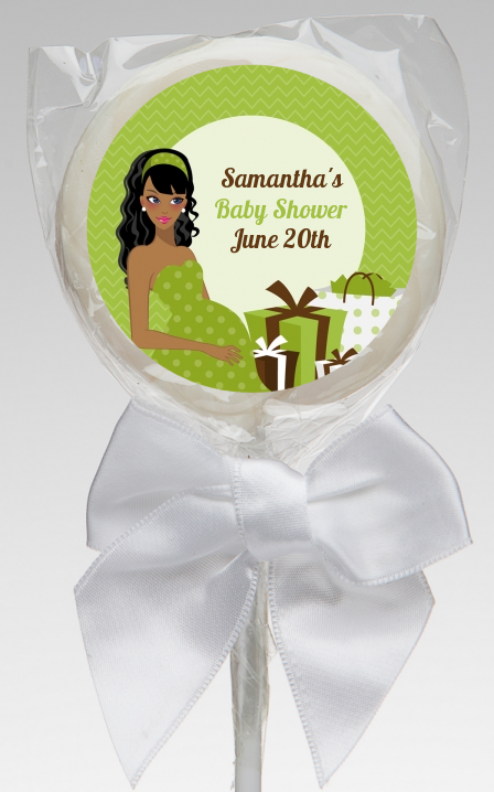  Modern Mommy Crib Neutral - Personalized Baby Shower Lollipop Favors Black Hair A