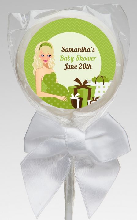  Modern Mommy Crib Neutral - Personalized Baby Shower Lollipop Favors Black Hair A