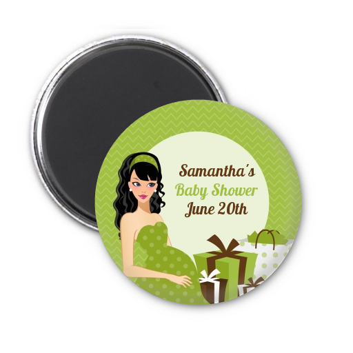  Modern Mommy Crib Neutral - Personalized Baby Shower Magnet Favors Black Hair A