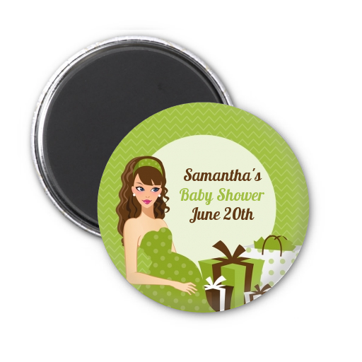  Modern Mommy Crib Neutral - Personalized Baby Shower Magnet Favors Black Hair A