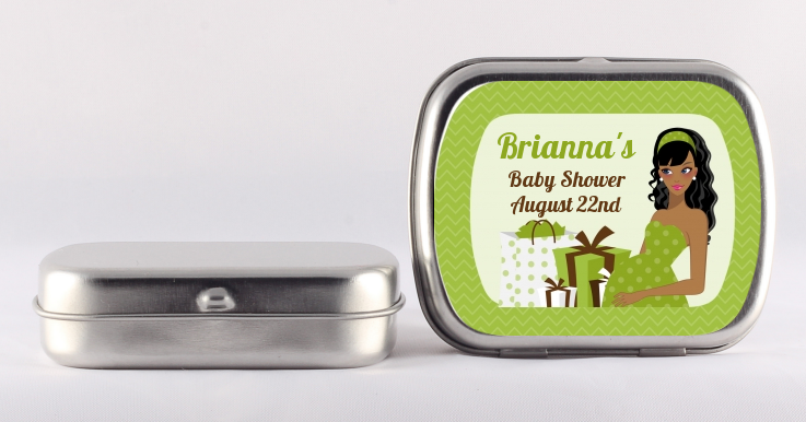  Modern Mommy Crib Neutral - Personalized Baby Shower Mint Tins Black Hair A