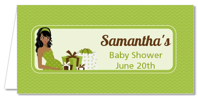  Modern Mommy Crib Neutral - Personalized Baby Shower Place Cards Black Hair A