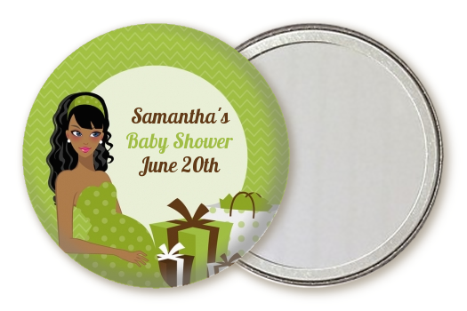  Modern Mommy Crib Neutral - Personalized Baby Shower Pocket Mirror Favors Black Hair A