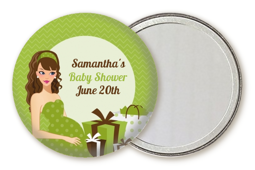  Modern Mommy Crib Neutral - Personalized Baby Shower Pocket Mirror Favors Black Hair A