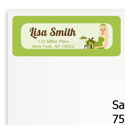  Modern Mommy Crib Neutral - Baby Shower Return Address Labels Black Hair A