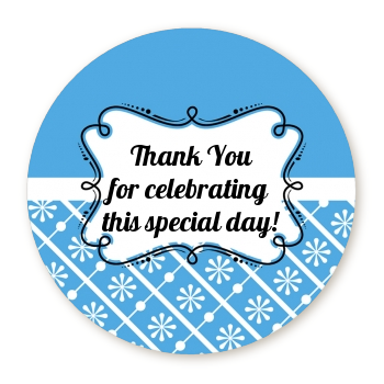 Modern Thatch Blue - Personalized Everyday Party Round Sticker Labels