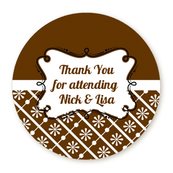Modern Thatch Brown - Personalized Everyday Party Round Sticker Labels