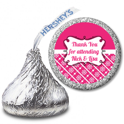 Modern Thatch Fuschia - Hershey Kiss  Sticker Labels