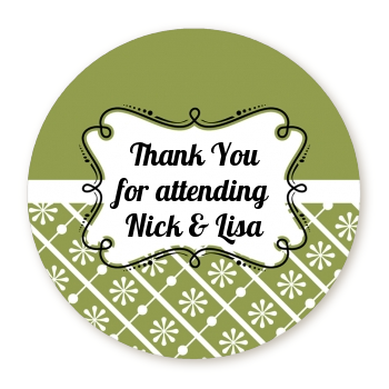 Modern Thatch Green - Personalized Everyday Party Round Sticker Labels