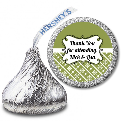 Modern Thatch Green - Hershey Kiss  Sticker Labels