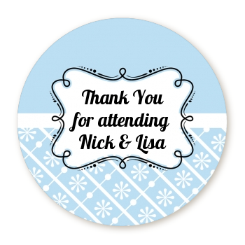 Modern Thatch Light Blue - Personalized Everyday Party Round Sticker Labels