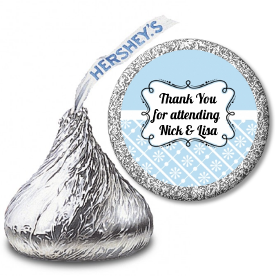 Modern Thatch Light Blue - Hershey Kiss  Sticker Labels