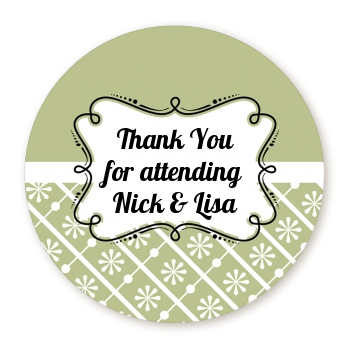 Modern Thatch Olive - Personalized Everyday Party Round Sticker Labels