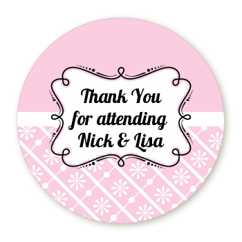 Modern Thatch Pink - Personalized Everyday Party Round Sticker Labels