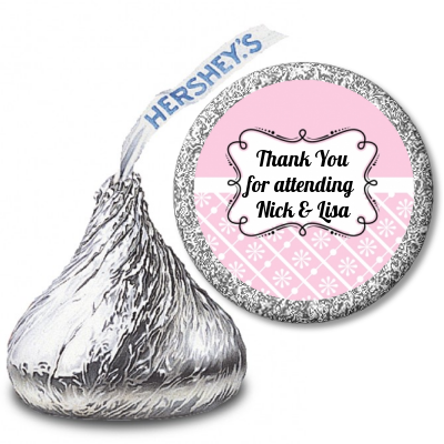 Modern Thatch Pink - Hershey Kiss  Sticker Labels