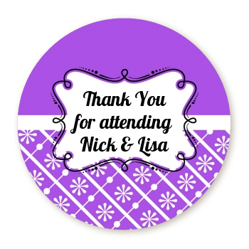 Modern Thatch Purple - Personalized Everyday Party Round Sticker Labels