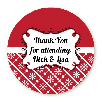 Modern Thatch Red - Personalized Everyday Party Round Sticker Labels