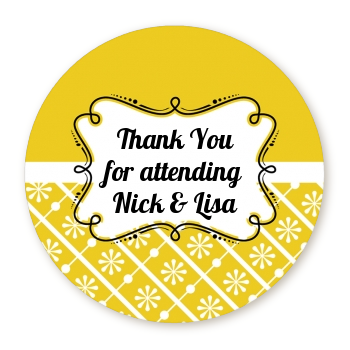 Modern Thatch Yellow - Personalized Everyday Party Round Sticker Labels