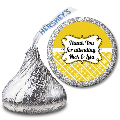 Modern Thatch Yellow - Hershey Kiss  Sticker Labels