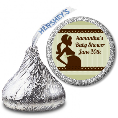 Mommy Silhouette It's a Baby - Hershey Kiss Baby Shower Sticker Labels