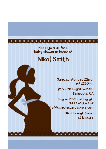 Mommy Silhouette It's a Boy - Baby Shower Petite Invitations