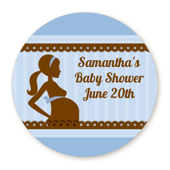  Mommy Silhouette It's a Boy - Round Personalized Baby Shower Sticker Labels 