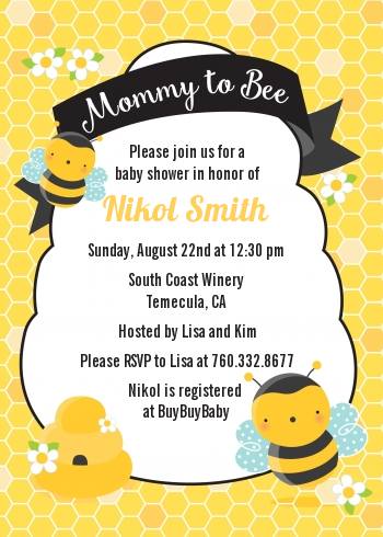 Mommy To Bee - Baby Shower Invitations