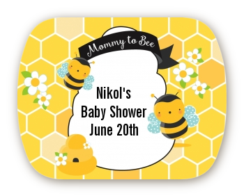 Mommy To Bee - Personalized Baby Shower Rounded Corner Stickers