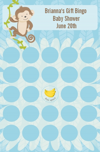 Monkey Boy - Baby Shower Gift Bingo Game Card