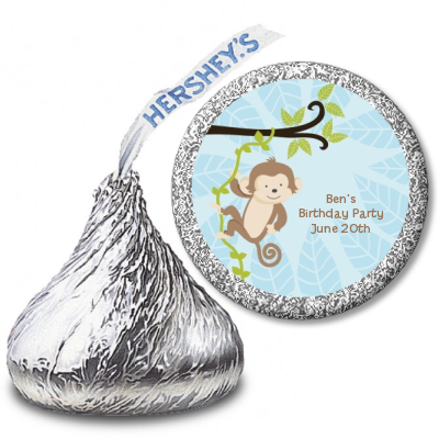 Monkey Boy - Hershey Kiss Baby Shower Sticker Labels