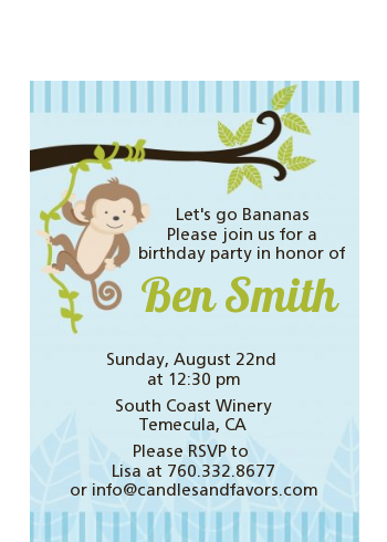  Monkey Boy - Baby Shower Petite Invitations 