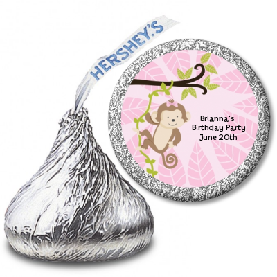 Monkey Girl - Hershey Kiss Baby Shower Sticker Labels