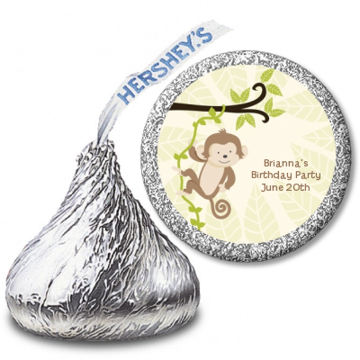 Monkey Neutral - Hershey Kiss Birthday Party Sticker Labels