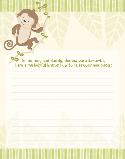 Monkey Neutral - Baby Shower Notes of Advice