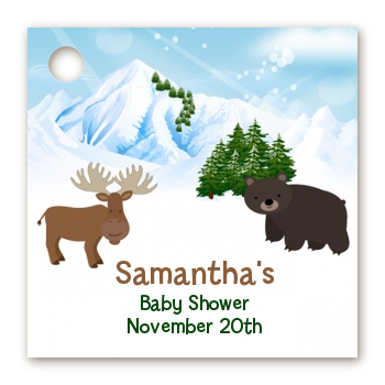 Moose and Bear - Personalized Baby Shower Card Stock Favor Tags