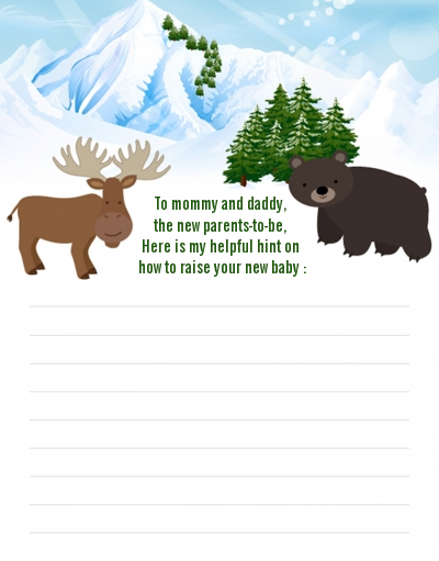 Moose and Bear - Baby Shower Notes of Advice